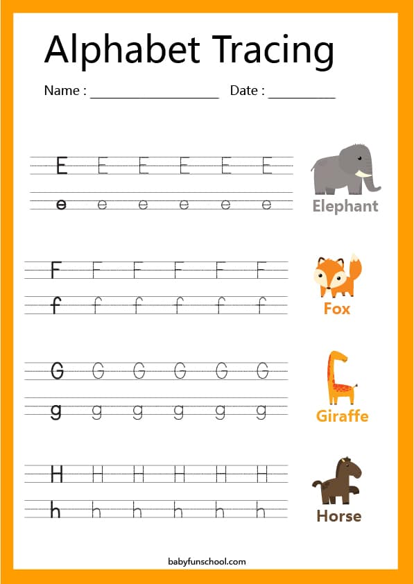 Alphabet Tracing ( E-H ) - Baby Fun School